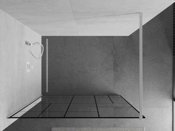 Mexen Kioto, Walk-In zuhany paraván 70 x 200 cm, 8mm üveg tiszta / fekete mintás, fehér profil, 800-070-101-20-78