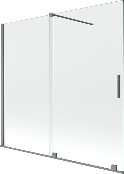 Mexen Velar 2-paneles, elhúzható zuhanyfal 170 x 150 cm, átlátszó, gun metal - 896-170-000-01-95