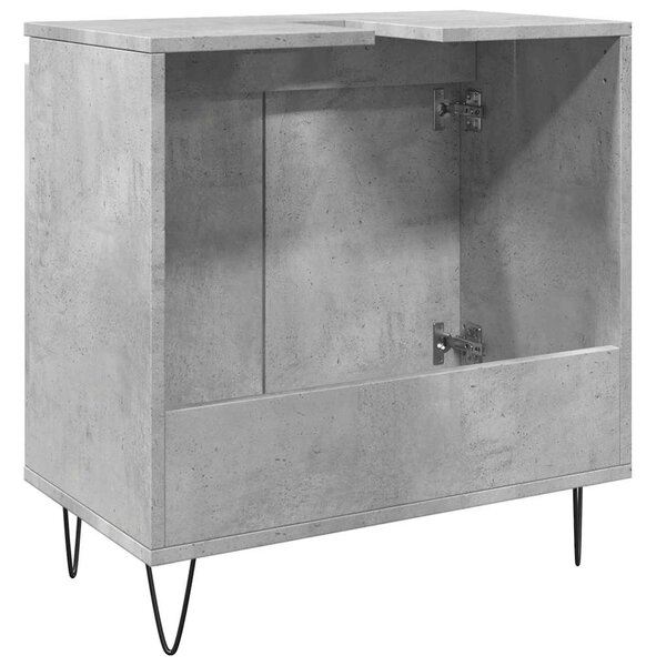 Betonszürke szerelt fa fürdőszobaszekrény 58x33x60 cm
