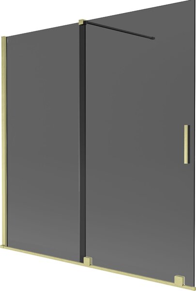 Mexen Velar 2-szárnyas toló kádparaván 160 x 150 cm, grafit, arany kefélt - 896-160-000-41-55
