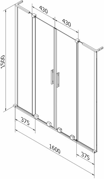 Mexen Velar L Duo kétszárnyú zárt kádparaván 160 x 150 cm, matt, fehér - 896-160-003-32-20
