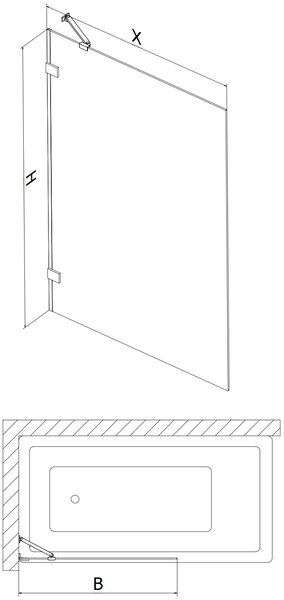 Mexen Lunar 1-szárnyú fürdőszobai paraván 60 x 150 cm, átlátszó, gun metal - 897-060-000-95-00