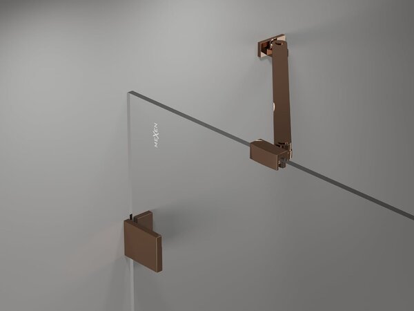Mexen Lunar 2-szárnyú fürdőkád paraván jobbos 130 x 150 cm, átlátszó, rózsaarany - 897-130-100-60-00-P