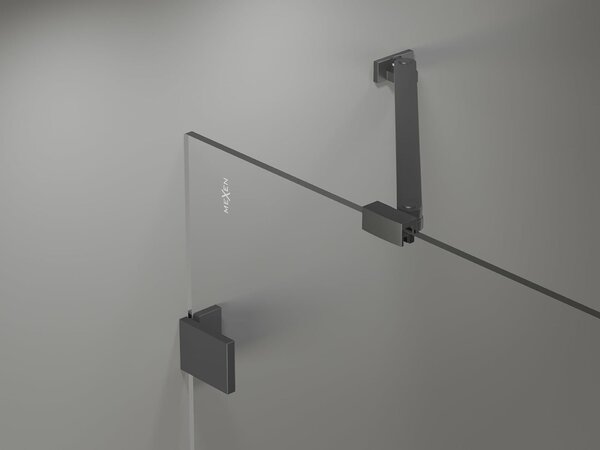 Mexen Lunar 1-szárnyú fürdőszobai paraván 90 x 150 cm, átlátszó, gun metal - 897-090-000-95-00