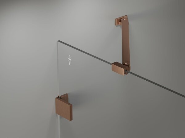 Mexen Lunar kádparaván 2-szárnyú jobb 80 x 150 cm, átlátszó, szálcsiszolt réz - 897-080-100-65-00-P