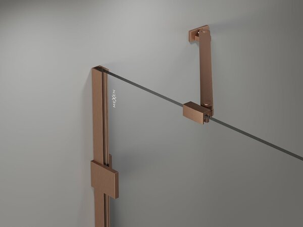 Mexen Lunar kádparaván 2-szárnyú jobb 80 x 150 cm, átlátszó, szálcsiszolt réz - 897-080-100-65-00-P