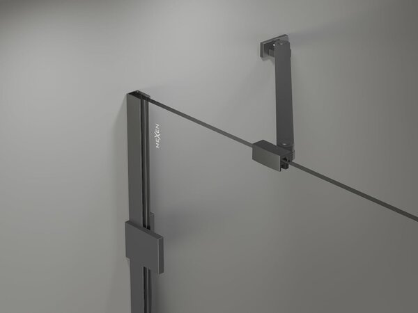 Mexen Lunar 1-szárnyú fürdőszobai paraván 90 x 150 cm, átlátszó, gun metal - 897-090-000-95-00