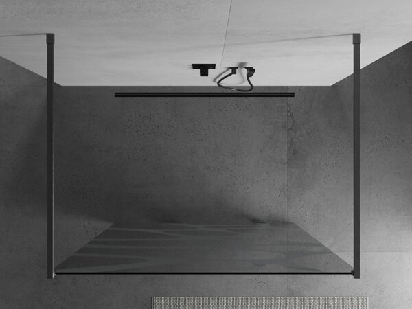 Mexen Kioto, Walk-In zuhany paraván 100 x 200 cm, 8 mm átlátszó üveg fehér mintás, grafit profil, 800-100-002-66-97