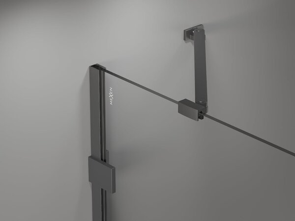 Mexen Lunar 1-szárnyú fürdőszobai paraván 60 x 150 cm, átlátszó, gun metal - 897-060-000-95-00