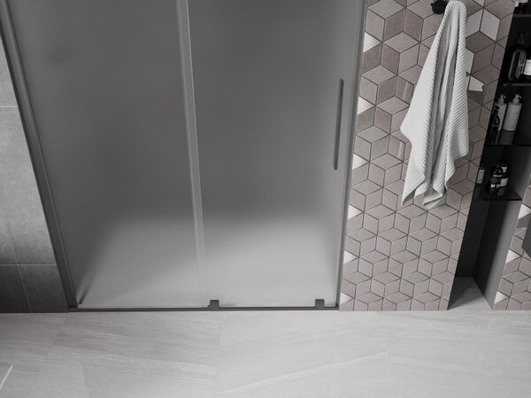 Mexen Velar, tolózuhanyajtó nyitáshoz 140 cm, 8 mm-es matt üveg, polírozott grafit, 871-140-000-31-95