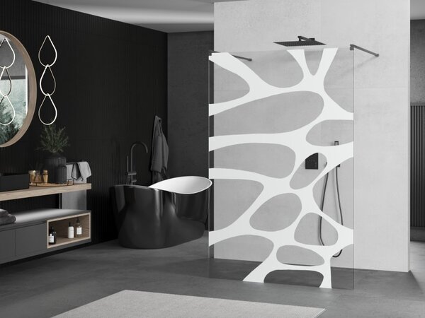 Mexen Kioto, Walk-In zuhany paraván 100 x 200 cm, 8 mm átlátszó üveg fehér mintás, grafit profil, 800-100-002-66-97