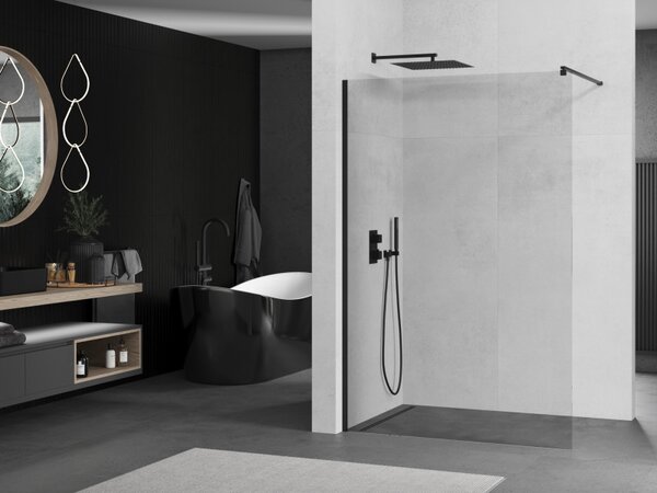 Mexen Kioto zuhanyparaván WALK-IN 8mm, 50x200 cm, átlátszó üveg / fekete profil, 800-050-101-70-00