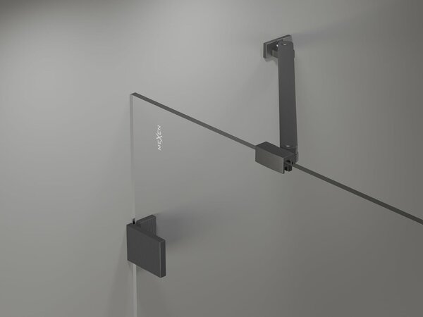 Mexen Lunar egyajtós kádparaván, 90 x 150 cm, átlátszó, gun gray kefélt - 897-090-000-66-00