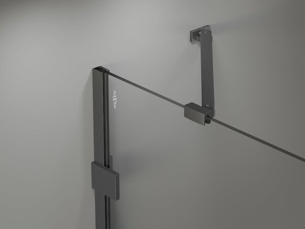 Mexen Lunar egyajtós kádparaván, 90 x 150 cm, átlátszó, gun gray kefélt - 897-090-000-66-00