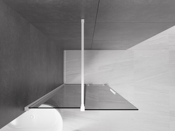 Mexen Velar, zuhany paraván tolóajtóval Walk-in 70 x 200 cm, 8mm szürke üveg, fehér matt, 871-070-000-43-20