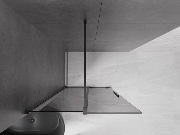 Mexen Velar, zuhany paraván tolóajtóval Walk-in 70 x 200 cm, 8mm szürke üveg, fekete matt, 871-070-000-43-70