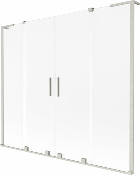Mexen Velar L Duo kádparaván, 2-szárnyas, tolóajtós, 200 x 150 cm, matt, csiszolt nikkel - 896-200-003-32-97