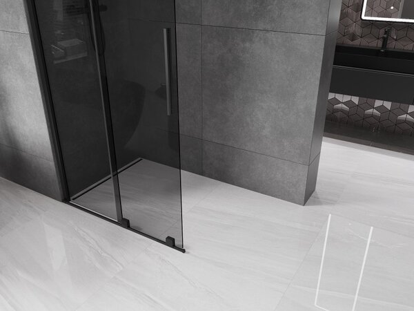 Mexen Velar, zuhany paraván tolóajtóval Walk-in 70 x 200 cm, 8mm szürke üveg, fekete matt, 871-070-000-43-70