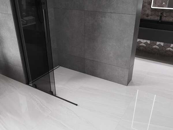 Mexen Velar, zuhany paraván tolóajtóval Walk-in 70 x 200 cm, 8mm szürke üveg, fekete matt, 871-070-000-43-70