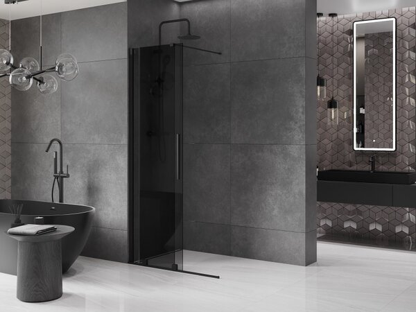 Mexen Velar, zuhany paraván tolóajtóval Walk-in 70 x 200 cm, 8mm szürke üveg, fekete matt, 871-070-000-43-70