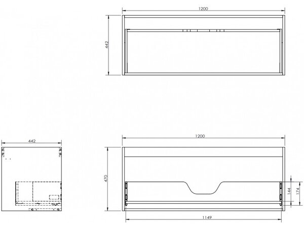 Mexen Box-A, fali szekrény 120 cm, 1 fiók, diófa, 91AX0-1200-470-1-86