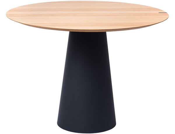 Tölgy étkezőasztal Marco Barotti 110 cm, matt fekete alappal