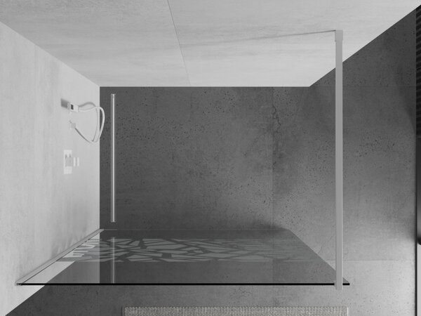 Mexen Kioto, Walk-In zuhany paraván 70 x 200 cm, 8mm átlátszó / fehér üvegminta, fehér profil, 800-070-101-20-85