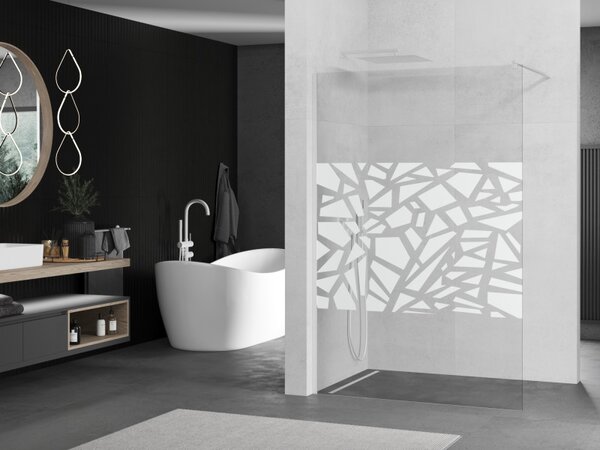 Mexen Kioto, Walk-In zuhany paraván 70 x 200 cm, 8mm átlátszó / fehér üvegminta, fehér profil, 800-070-101-20-85
