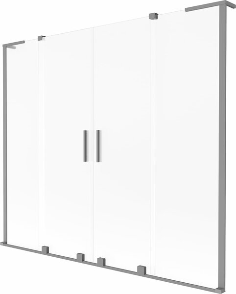 Mexen Velar L Duo kétszárnyú, 180 x 150 cm-es, tolható kádparaván, matt, gun metal - 896-180-003-32-95