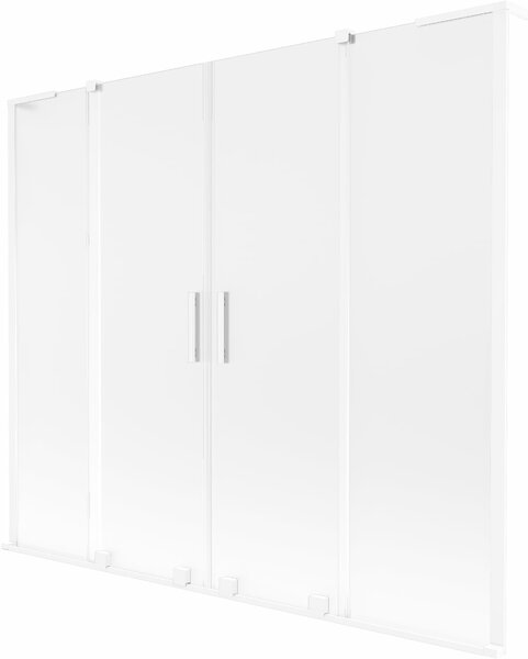 Mexen Velar L Duo fürdőkádparaván, 2-szárnyú, tolóajtós, 180 x 150 cm, homályos, fehér - 896-180-003-32-20