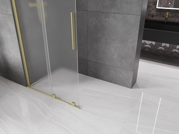 Mexen Velar, zuhany paraván tolóajtóval Walk-in 80 x 200 cm, 8 mm-es matt üveg, arany matt, 871-080-000-33-55