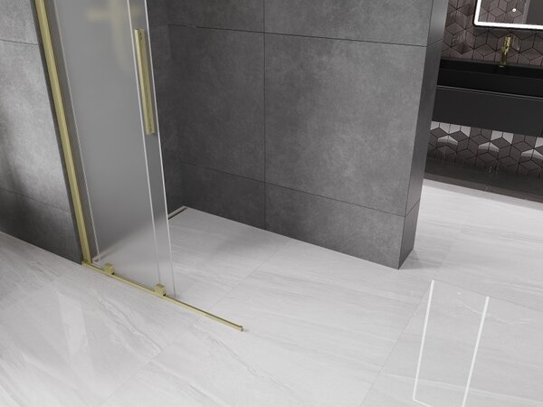 Mexen Velar, zuhany paraván tolóajtóval Walk-in 80 x 200 cm, 8 mm-es matt üveg, arany matt, 871-080-000-33-55