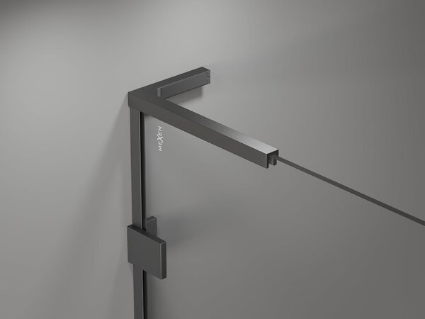 Mexen Lunar L kádparaván, kétszárnyú bal 90 x 150 cm, átlátszó, gun metal - 897L-090-100-95-00-L