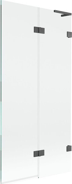 Mexen Lunar L kádparaván 2-szárnyú, jobb oldali 90 x 150 cm, átlátszó, szálcsiszolt gun gray - 897L-090-100-66-00-P