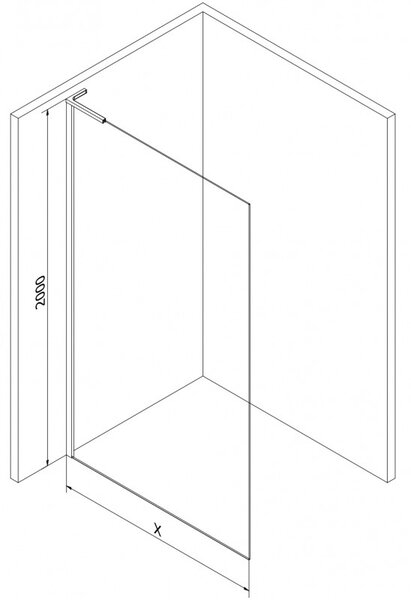 Mexen, Mexen Kioto-X L zuhanyfal 50 x 200 cm, átlátszó 10 mm, ágyúmetál - 800-050-107-95-00-X