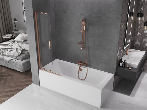 Mexen Velar, 2 szárnyas eltolható kádparaván 70 x 150 cm, 8mm átlátszó üveg, rézmatt, 896-070-000-01-65