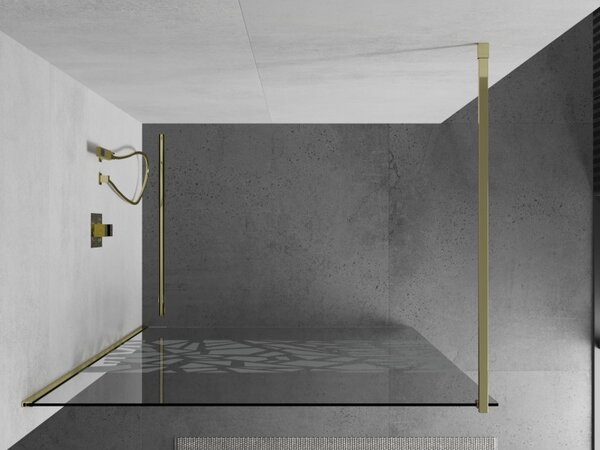 Mexen Kioto zuhanyparaván 90x200 cm 8 mm, arany profil, fehér kivitel, 800-090-101-50-85