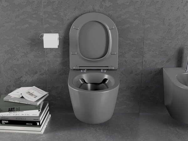 Mexen Lena, függő wc csésze 480x360x355 mm lassan süllyedő ülőfelülettel, sötétszürke, 30224071