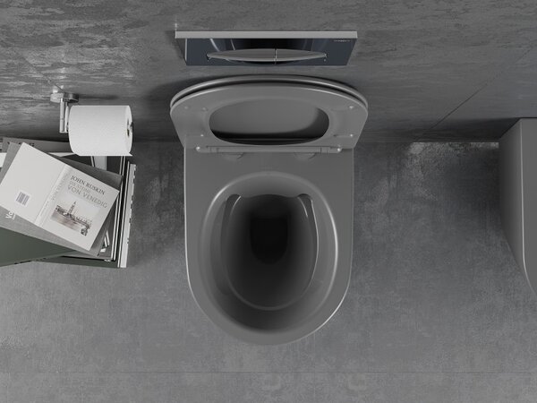 Mexen Lena, függő wc csésze 480x360x355 mm lassan süllyedő ülőfelülettel, sötétszürke, 30224071