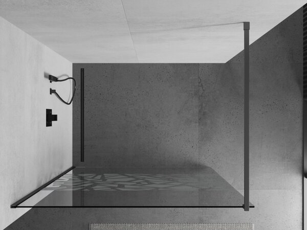Mexen Kioto, Walk-In zuhany paraván 70 x 200 cm, 8 mm átlátszó üveg fehér mintás, grafit profil, 800-070-101-95-85