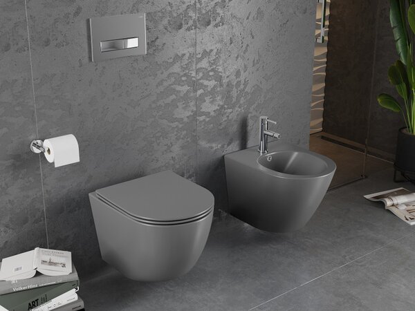 Mexen Lena, függő wc csésze 480x360x355 mm lassan süllyedő ülőfelülettel, sötétszürke, 30224071