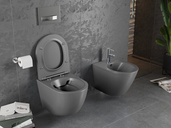 Mexen Lena, függő wc csésze 480x360x355 mm lassan süllyedő ülőfelülettel, sötétszürke, 30224071