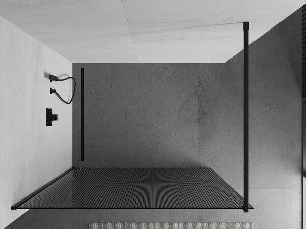 Mexen Kioto, zuhany paraván 70 x 200 cm, 8 mm-es üveg bordás mintával, fekete profil, 800-070-101-70-09