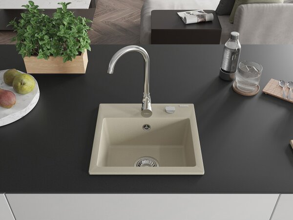 Mexen Milo - gránit mosogató 43,5x41,0 cm, 1 kamrás, bézs, 6505441000-69