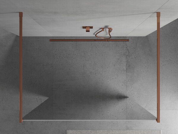 Mexen Kioto, átmenő zuhany paraván 100 x 200 cm, 8mm-es üvegmintás tükör, 2x rózsaszín arany stabilizáló távtartó, 800-100-002-60-50