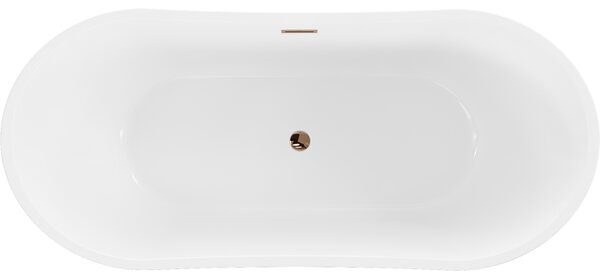 Mexen Montana, szabadon álló kád 150 x 75 cm, fehér, rózsaszín arany túlfolyó, 52011507500-60