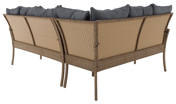 KONDELA Kerti rattan szett, természetes/világosszürke, RANDI