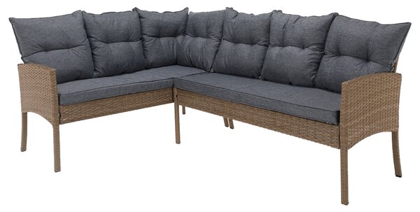 KONDELA Kerti rattan szett, természetes/világosszürke, RANDI
