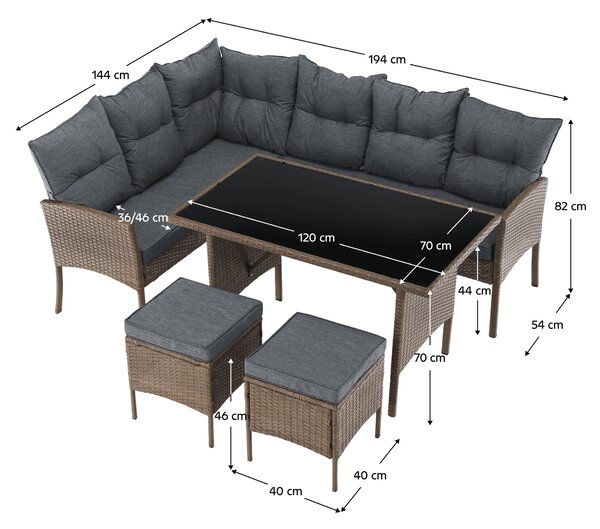 KONDELA Kerti rattan szett, természetes/világosszürke, RANDI