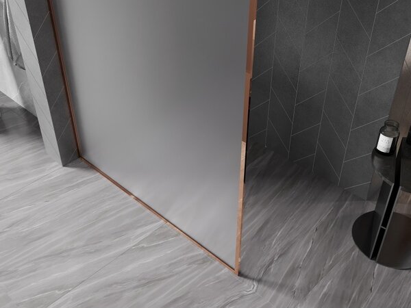 Mexen, Mexen Kioto-XF zuhanyfal kerettel 50 x 202 cm, matt 10 mm, rozéarany - 800-050-104-60-30-X